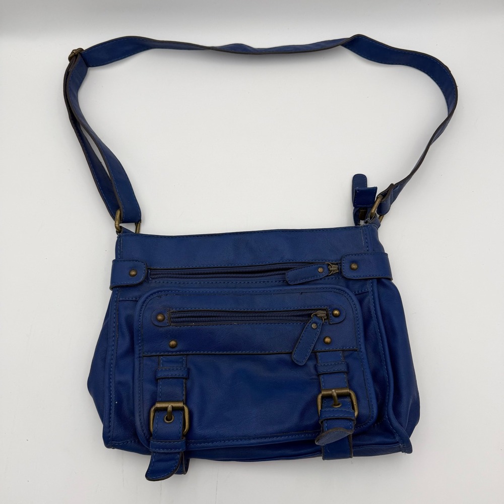 Vintage St. Johns Bay blue crossbody bag adjustable faux leather purse Y2K